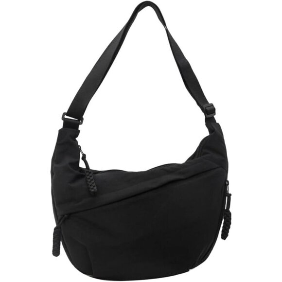 Handbags - Women Nylon Crossbody Bag Medium Crescent Zipper Purse Over Shoulder Lightweight